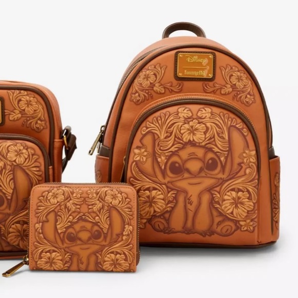 Loungefly Disney Lilo & Stitch Tonal Stitch Carving Backpack & Wallet